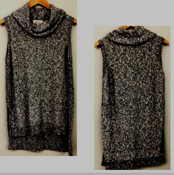 Vince Camuto Knit Cowl Neck Sweater Sleeveless Split Hem Marled Size Small NWT - Picture 8 of 13